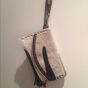 Zebra Calf-hair Wristlet with Tassel